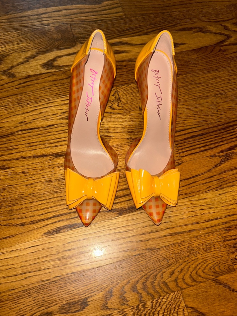 Betsey Johnson Yellow Patent Pointed-Toe Bow Pumps - Picture 3 of 8